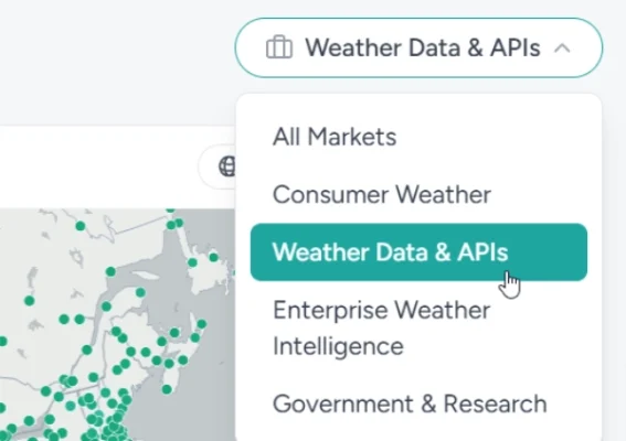 weather forecast market selector