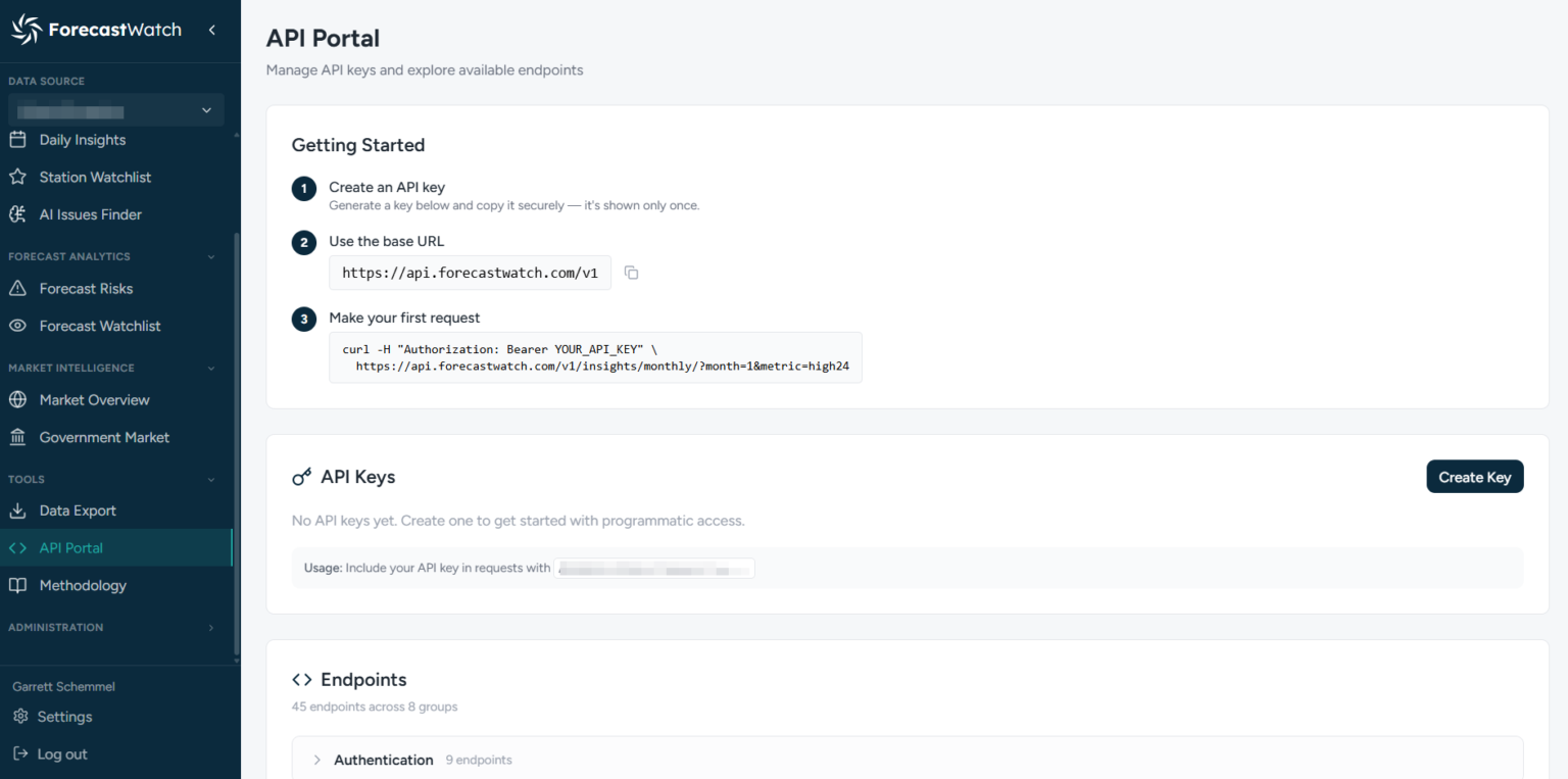 API - ForecastWatch