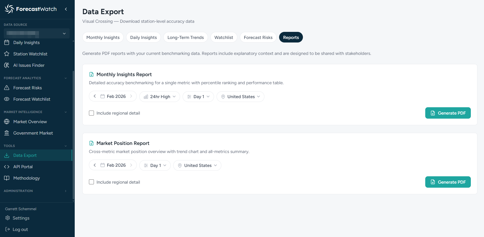 Data Export - ForecastWatch